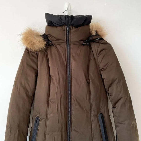 Soia & Kyo BROWN  Down Racoon Fur Hood Long Christy Parka Jacket Coat Sz S - Picture 6 of 13